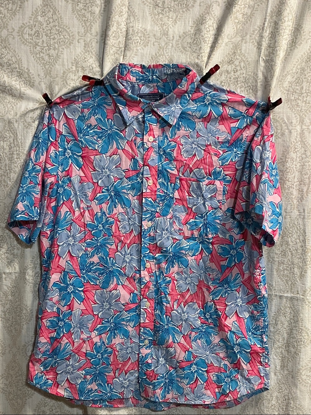 Vineyard Vines Pink & Blue Floral Short-Sleeve Button-Down Shirt